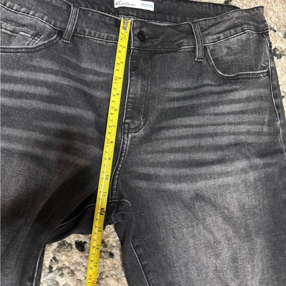 KanCan Charcoal Distressed Straight Leg Jeans